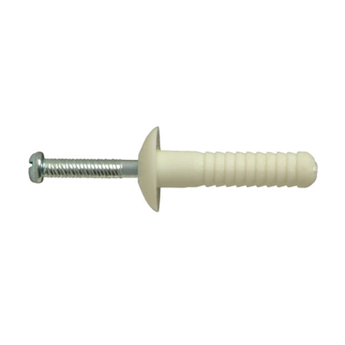 UCAN NYL 141, Nylon Pin Bolts, With Zinc Plated Steel Nail, 1/4'' X 1'', Mushroom Head, 100 Packs