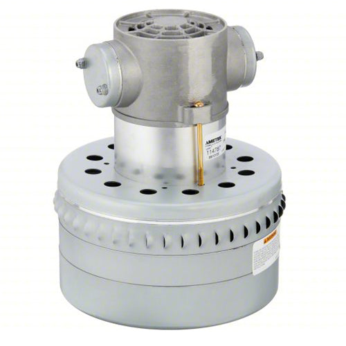 Rotom O5-114788, 7.5'' Thru-Flow Vacuum Motor, ''Lamb - Ametek'', Two Stage, 220 Volts, 5 Amps, Ball/Ball Bearing, Peripheral Discharge, Heavy Duty Construction