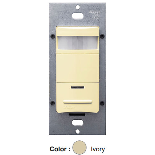 Leviton ODS06-IDI, Decora Wall Switch Passive Infrared (PIR) Occupancy Sensor, Commercial Grade, Single-Pole, 120/277 VAC, 180° Field-of-View, 1600 Sq.Ft. Coverage, Ivory