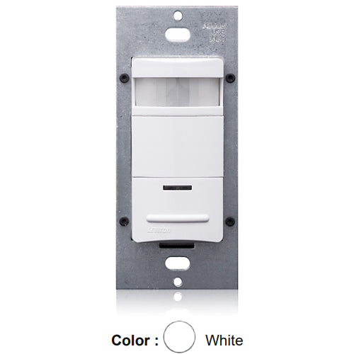 Leviton ODS06-IDW, Decora Wall Switch Passive Infrared (PIR) Occupancy Sensor, Commercial Grade, Single-Pole, 120/277 VAC, 180° Field-of-View, 1600 Sq.Ft. Coverage, White