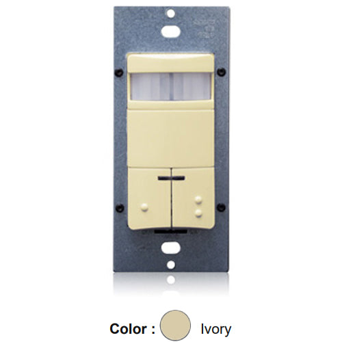 Leviton ODS0D-IDI, Decora Dual Relay Wall Switch Passive Infrared (PIR) Occupancy Sensor with Self-Adaptive Technology, Commercial Grade, Single-Pole, 180° Field-of-View, 2100 Sq.Ft. Coverage, Ivory