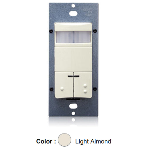 Leviton ODS0D-IDT, Decora Dual Relay Wall Switch Passive Infrared (PIR) Occupancy Sensor with Self-Adaptive Technology, Commercial Grade, Single-Pole, 180° Field-of-View, 2100 Sq.Ft. Coverage, Light Almond