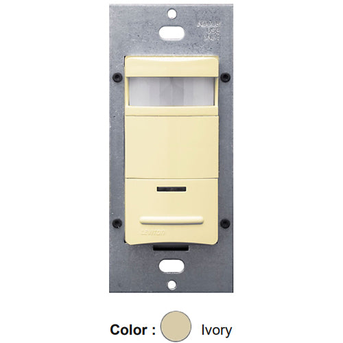 Leviton ODS10-I3I, Decora Wall Switch Passive Infrared (PIR) Occupancy Sensor, Commercial Grade, Single-Pole, 347V Only Model, 180° Field-of-View, 2100 Sq.Ft. Coverage, Ivory