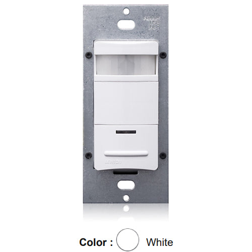 Leviton ODS10-I3W, Decora Wall Switch Passive Infrared (PIR) Occupancy Sensor, Commercial Grade, Single-Pole, 347V Only Model, 180° Field-of-View, 2100 Sq.Ft. Coverage, White