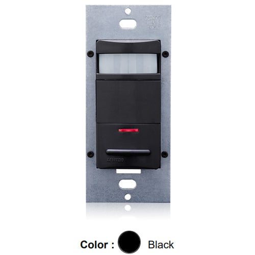Leviton ODS10-IDE, Decora Wall Switch Passive Infrared (PIR) Occupancy Sensor, Commercial Grade, For 60Hz AC only, 120/277V, 180° Field-of-View, 2100 Sq.Ft. Coverage, Black