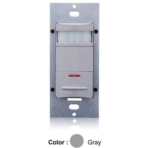 Leviton ODS10-IDG, Decora Wall Switch Passive Infrared (PIR) Occupancy Sensor, Commercial Grade, For 60Hz AC only, 120/277V, 180° Field-of-View, 2100 Sq.Ft. Coverage, Gray