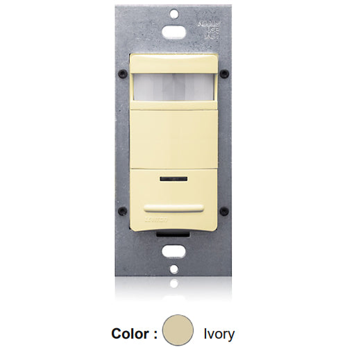 Leviton ODS10-IDI, Decora Wall Switch Passive Infrared (PIR) Occupancy Sensor, Commercial Grade, For 60Hz AC only, 120/277V, 180° Field-of-View, 2100 Sq.Ft. Coverage, Ivory