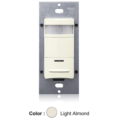 Leviton ODS10-IDT, Decora Wall Switch Passive Infrared (PIR) Occupancy Sensor, Commercial Grade, For 60Hz AC only, 120/277V, 180° Field-of-View, 2100 Sq.Ft. Coverage, Light Almond