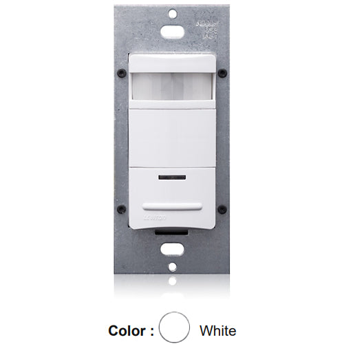 Leviton ODS10-IDW, Decora Wall Switch Passive Infrared (PIR) Occupancy Sensor, Commercial Grade, For 60Hz AC only, 120/277V, 180° Field-of-View, 2100 Sq.Ft. Coverage, White