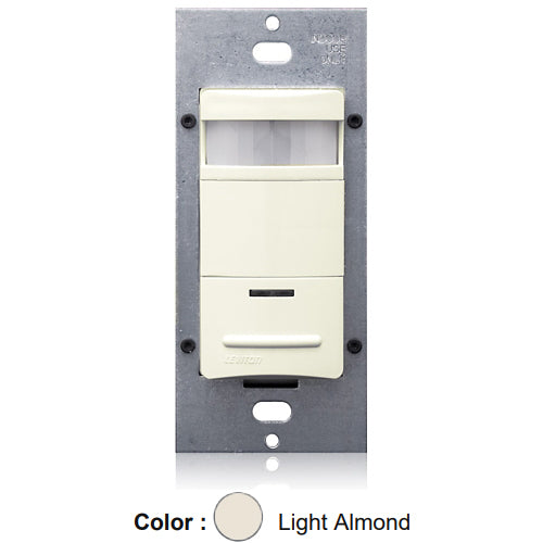 Leviton ODS15-TDT, Decora Wall Switch Passive Infrared (PIR) Vacancy Sensor, (Manual ON/Auto OFF) Lighting Control, Vandal Resistant, Robust Latching 15A Relay, Light Almond