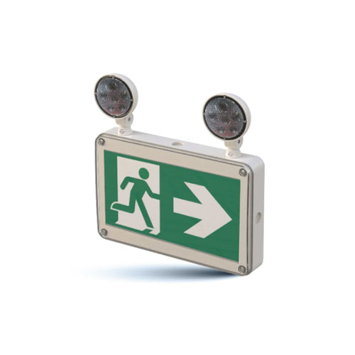 ORTECH OE-316-WET, 4W LED Running Man Combo Exit Sign, 120 Minutes Backup Time, 120-347VAC, 3.6V 1500mAh Battery
