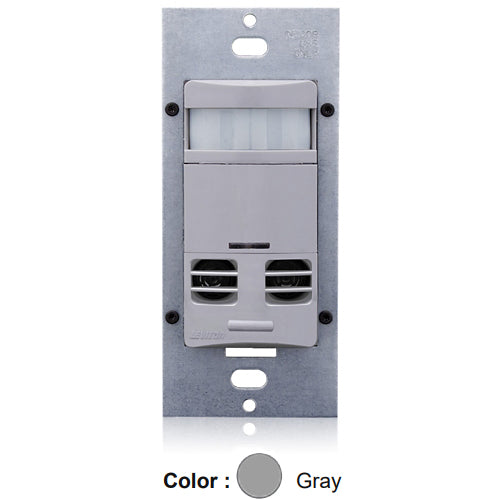 Leviton OSSMT-GDG, Decora Wall Switch Multi-Technology Occupancy Sensor with No Neutral, Commercial Grade, 120-277VAC, 180° Field-of-View, 2400 Sq.Ft. Coverage, Gray