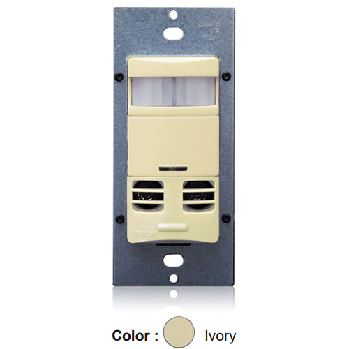 Leviton OSSMT-MDI, Decora Wall Switch Multi-Technology Occupancy Sensor with Self-Adaptive Technology, Commercial Grade, 120-277VAC, 180° Field-of-View, 2400 Sq.Ft. Coverage, Ivory