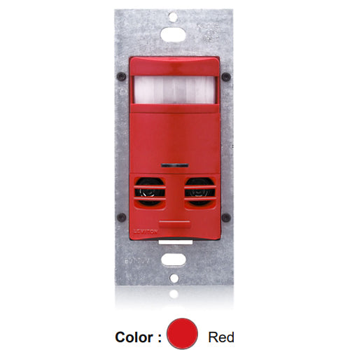 Leviton OSSMT-MDR, Decora Wall Switch Multi-Technology Occupancy Sensor with Self-Adaptive Technology, Commercial Grade, 120-277VAC, 180° Field-of-View, 2400 Sq.Ft. Coverage, Red