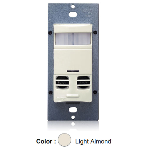 Leviton OSSMT-MDT, Decora Wall Switch Multi-Technology Occupancy Sensor with Self-Adaptive Technology, Commercial Grade, 120-277VAC, 180° Field-of-View, 2400 Sq.Ft. Coverage, Light Almond