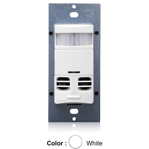 Leviton OSSMT-M3W, Decora Wall Switch Multi-Technology Occupancy Sensor with Self-Adaptive Technology, Commercial Grade, 347V Only Model, 180° Field-of-View, 2400 Sq.Ft. Coverage, White