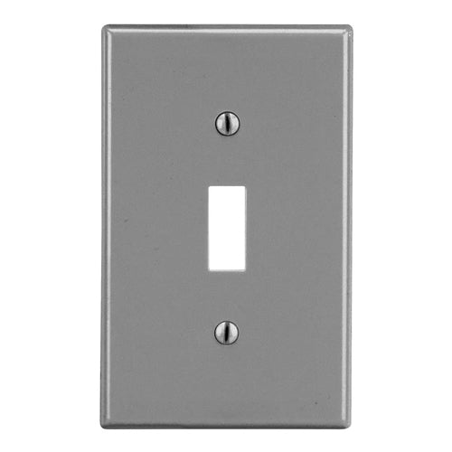 Hubbell P1GY, Toggle Switch Non-Metallic Wallplates, Standard Size, 1-Gang, Gray