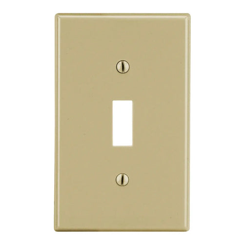 Hubbell P1I, Toggle Switch Non-Metallic Wallplates, Standard Size, 1-Gang, Ivory