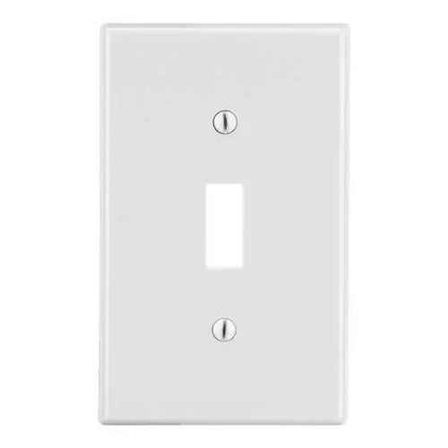 Hubbell P1W, Toggle Switch Non-Metallic Wallplates, Standard Size, 1-Gang, White