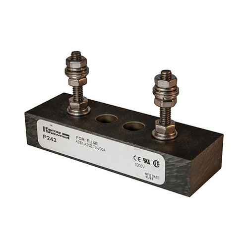 Mersen P243, P-Block For Semiconductor Fuse, 1-Pole, 200A, 1000VAC/DC, Stud Center to Center: 2.38''