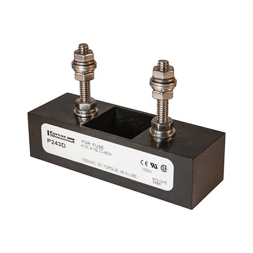 Mersen P243D, P-Block For Semiconductor Fuse, 1-Pole, 450A, 1000VAC/DC, Stud Center to Center: 2.06''