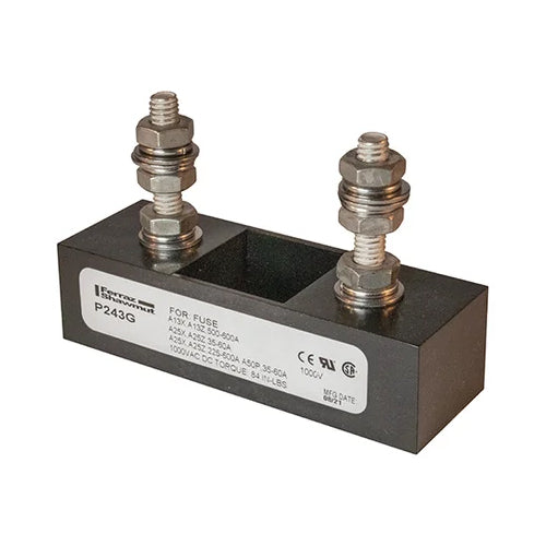Mersen P243G, P-Block For Semiconductor Fuse, 1-Pole, 600A, 1000VAC/DC, Stud Center to Center: 2.44''