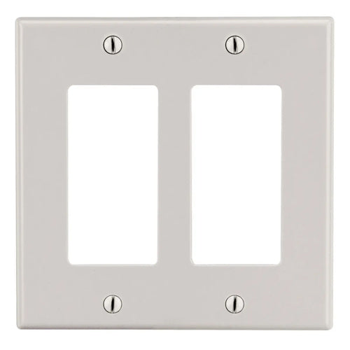 Hubbell P262LA, Style Line Decorator Switch Non-Metallic Wallplate, 2-Gang, Standard Size, Light Almond