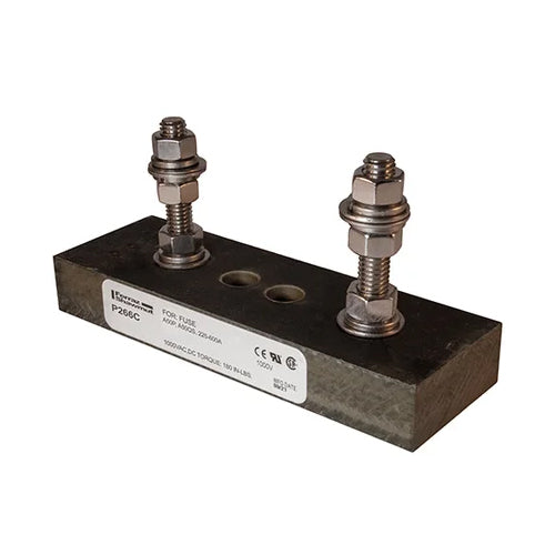 Mersen P266C, P-Block For Semiconductor Fuse, 1-Pole, 600A, 1000VAC/DC, Stud Center to Center: 3.28''