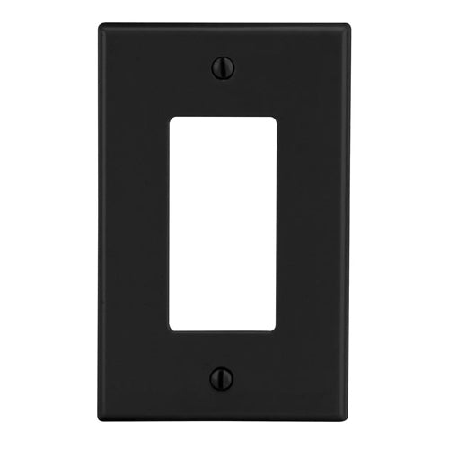 Hubbell P26BK, Wallplates for Style Line Decorator Receptacle, 1-Gang, Thermoplastic, Smooth, Black