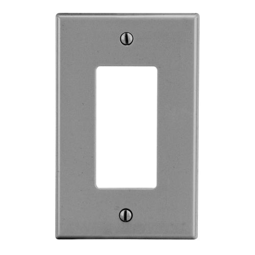 Hubbell P26GY, Wallplates for Style Line Decorator Receptacle, 1-Gang, Thermoplastic, Smooth, Gray