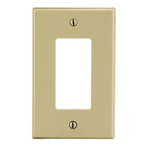 Hubbell P26I, Wallplates for Style Line Decorator Receptacle, 1-Gang, Thermoplastic, Smooth, Ivory