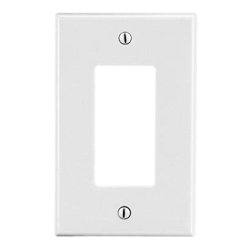 Hubbell P26W, Wallplates for Style Line Decorator Receptacle, 1-Gang, Thermoplastic, Smooth, White