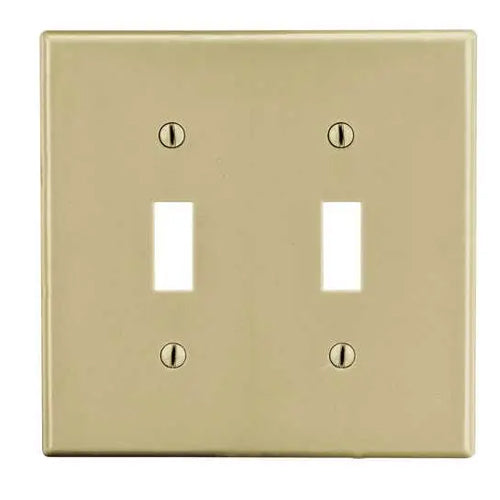 Hubbell P2I, Toggle Switch Non-Metallic Wallplates, Standard Size, 2-Gang, Ivory