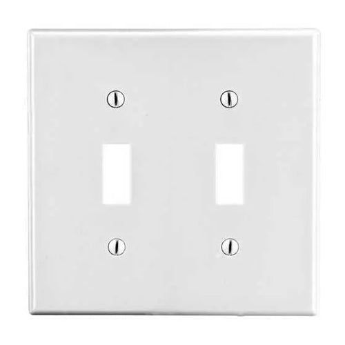 Hubbell P2W, Toggle Switch Non-Metallic Wallplates, Standard Size, 2-Gang, White