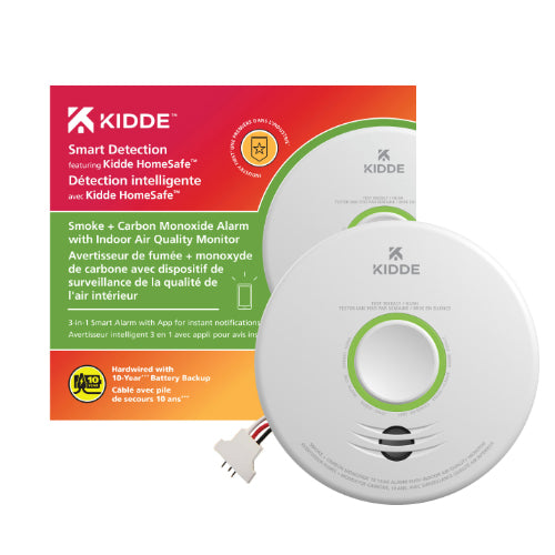 Kidde P4010ACSCOAQ-WF-CA, 120VAC Smoke and Carbon Monoxide Alarm with Indoor Air Quality Monitor, 10-Year Sealed Lithium Battery Backup, Ordering P/N #: 21031590