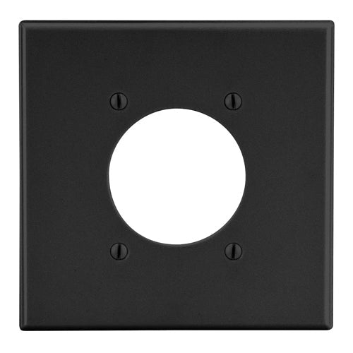 Hubbell P703BK, Wallplates for Single Receptacle Plate, 2.16 in. (54.9) Diameter Opening Hole, Smooth, 2-Gang, Thermoplastic