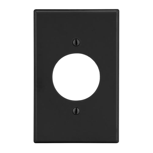 Hubbell P720BK, Single Receptacle Wallplates, 1-Gang, 1.60" Opening, Black, Polycarbonate Thermoplastic