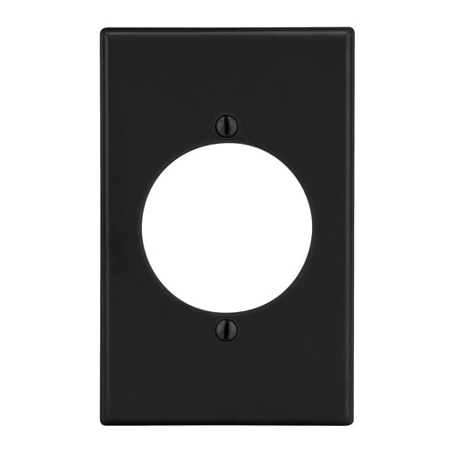 Hubbell P724BK, Wallplates for Single Receptacle Plate, 2.16 in. (54.9) Diameter Opening Hole, Smooth, 1-Gang, Thermoplastic