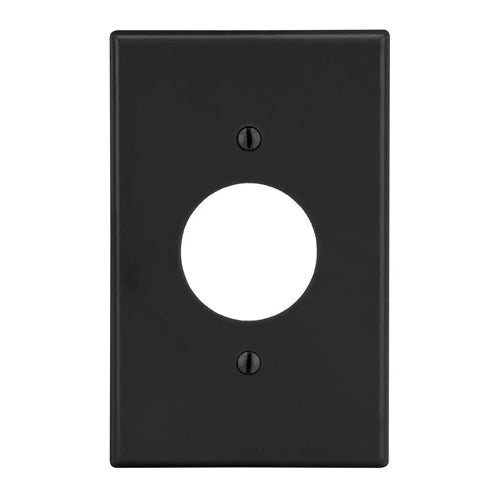 Hubbell P7BK, Wallplates for Single Receptacle Plate, 1.40" Opening, 1-Gang, Thermoplastic, Smooth, Black