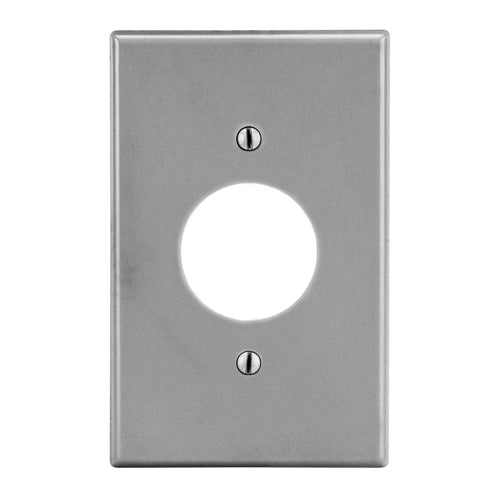 Hubbell P7GY, Wallplates for Single Receptacle Plate, 1.40" Opening, 1-Gang, Thermoplastic, Smooth, Gray