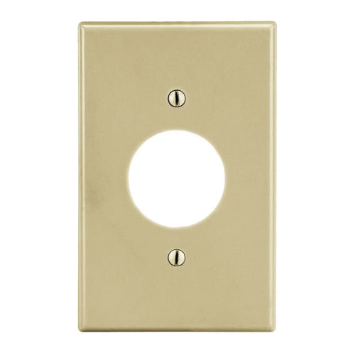 Hubbell P7I, Wallplates for Single Receptacle Plate, 1.40" Opening, 1-Gang, Thermoplastic, Smooth, Ivory