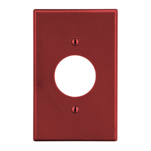 Hubbell P7R, Wallplates for Single Receptacle Plate, 1.40" Opening, 1-Gang, Thermoplastic, Smooth, Red