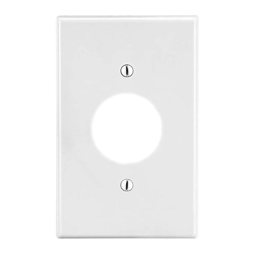 Hubbell P7W, Wallplates for Single Receptacle Plate, 1.40" Opening, 1-Gang, Thermoplastic, Smooth, White