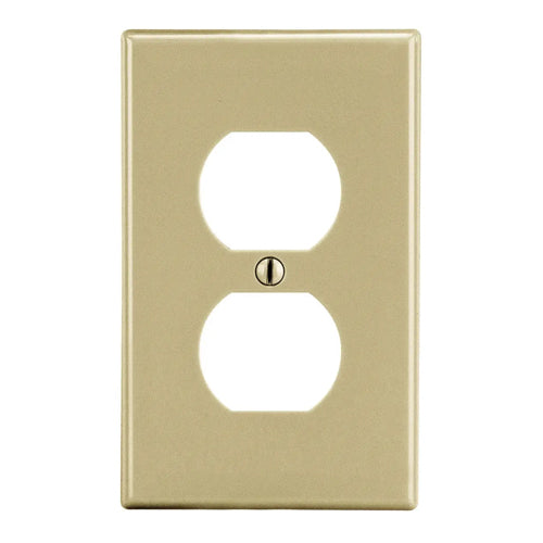 Hubbell P8I, Wallplates for Duplex Receptacle, 1-Gang, Thermoplastic, Smooth, Ivory
