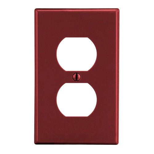 Hubbell P8R, Wallplates for Duplex Receptacle, 1-Gang, Thermoplastic, Smooth, Red