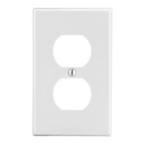 Hubbell P8W, Wallplates for Duplex Receptacle, 1-Gang, Thermoplastic, Smooth, White