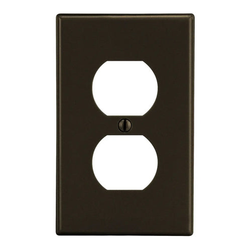 Hubbell P8, Wallplates for Duplex Receptacle, 1-Gang, Thermoplastic, Smooth, Brown