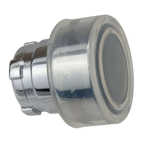 Techspan PB-BA28, Flush Push Button with Transparent Boot, Spring Return, Chromium Plated Metal Bezel, Black