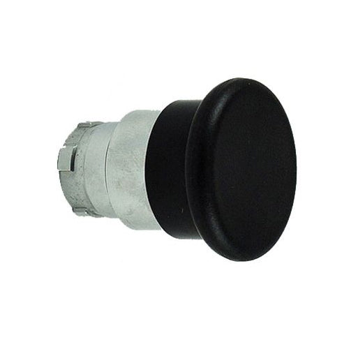 Techspan PB-BC2, Mushroom Head Push Button, Spring Return, Chromium Plated Metal Bezel, Black