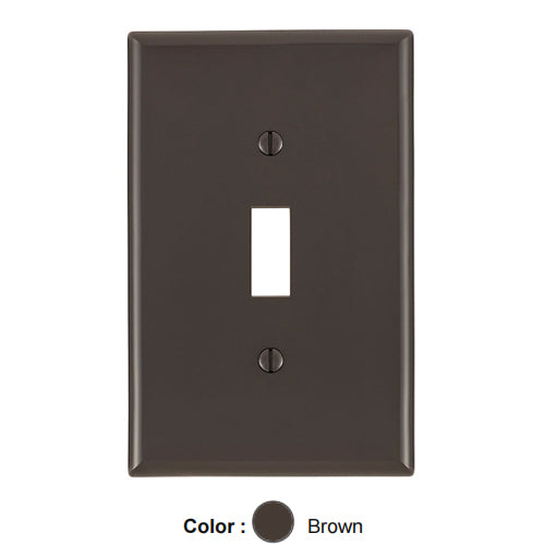 Leviton PJ1, 1-Gang Toggle Switch Wallplate, Midway Size, Thermoplastic Nylon, Device Mount, Brown, 2 Packs
